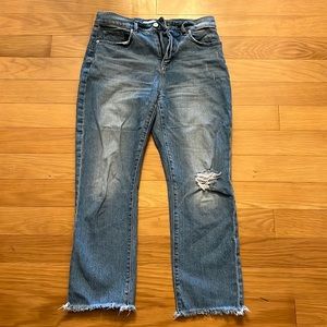 LOFT distressed straight crop Jean